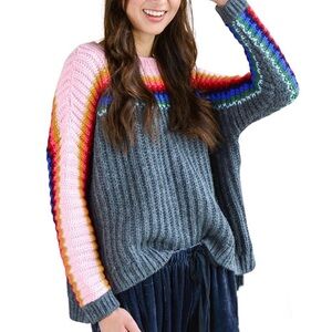 XIRENA Colorblock / Rainbow Apres Ski Sweater Relaxed Fit Size XS